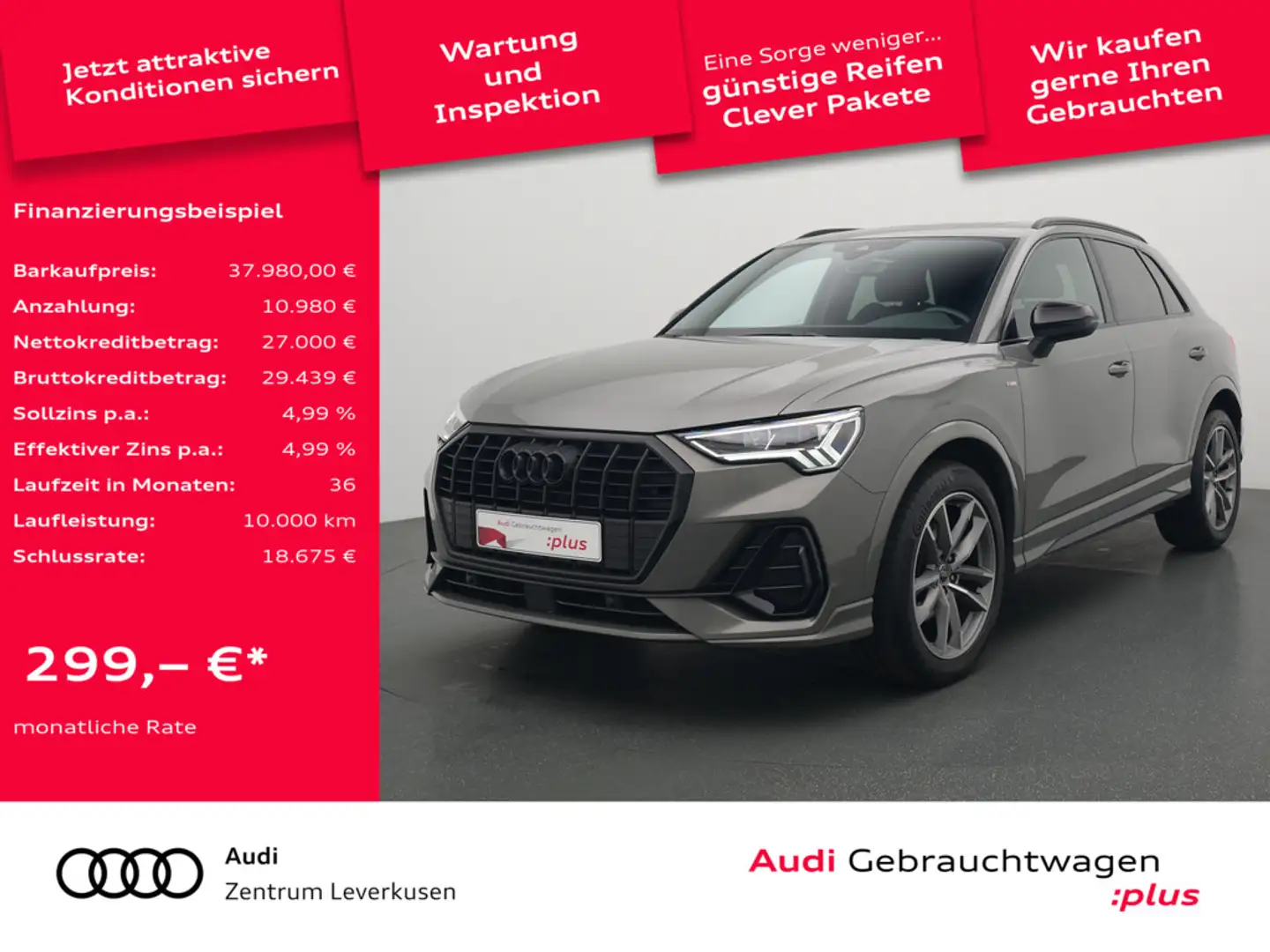 Audi Q3 S line S TRON PANO ACC AHK NAVI VIRT APP Grau - 1