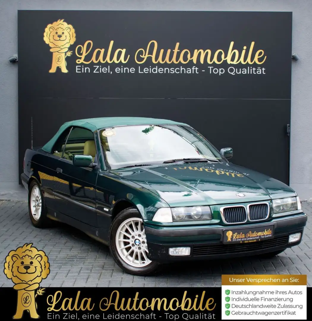 BMW 318 E36 Cabrio 1.HAND TEMPOMAT KLIMA VOLLLEDER R Grün - 1