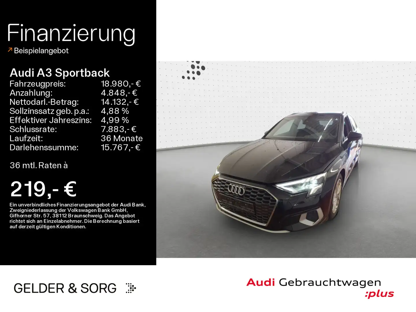 Audi A3 40 TFSIe advanced AHK*LED*Navi*GRA Noir - 1