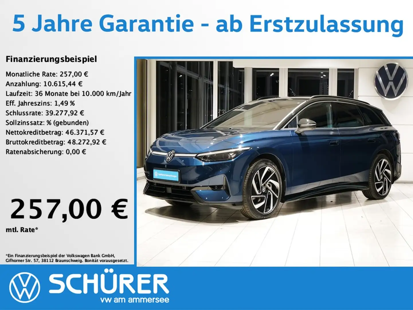 Volkswagen ID.7 Tourer Pro S Black Style AHK Wärmepump 360° Key... Blau - 1