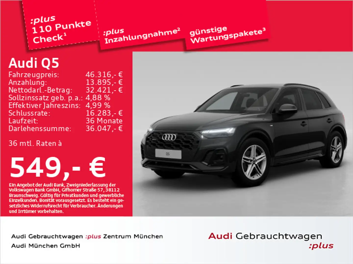 Audi Q5 45 TFSI qu. S tronic S line Virtual+/Matrix/N Schwarz - 1