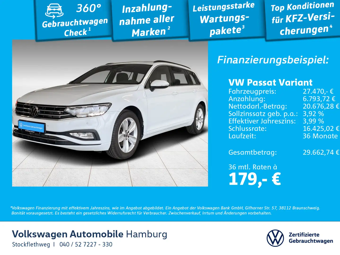 Volkswagen Passat Variant 2.0 TDI DSG Navi CarPlay ACC Cam Weiß - 1