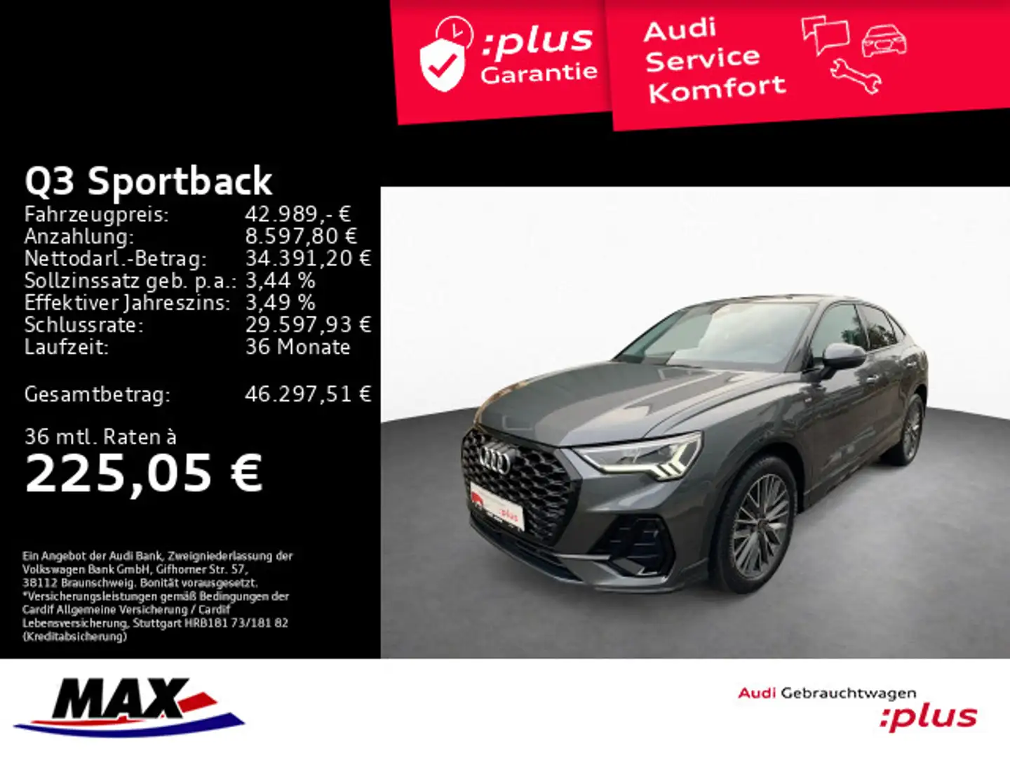 Audi Q3 35 TFSI S LINE LED+AHK+PANO+MMI NAV Grau - 1