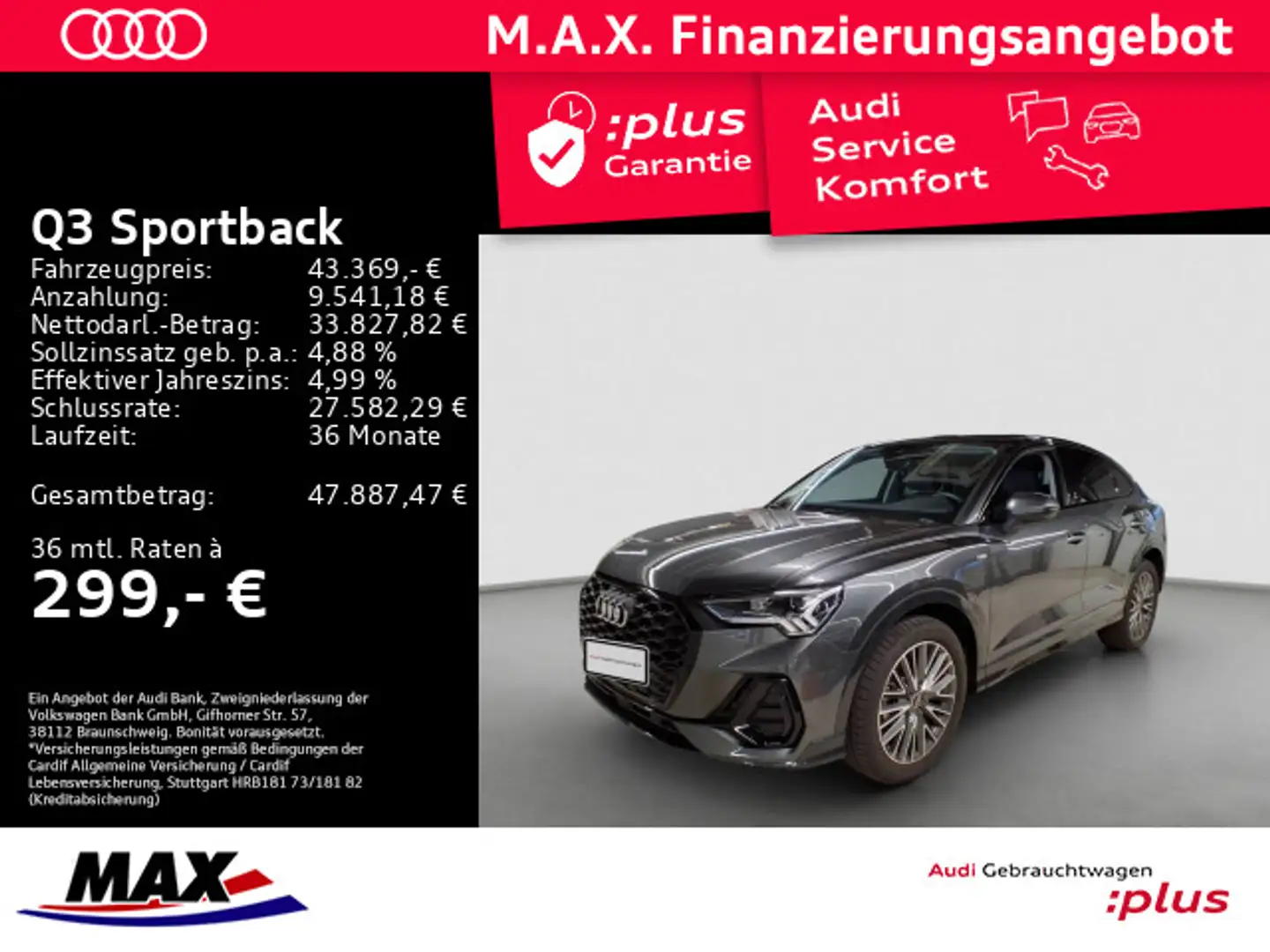 Audi Q3 35 TFSI S LINE LED+AHK+PANO+MMI NAV Grau - 1