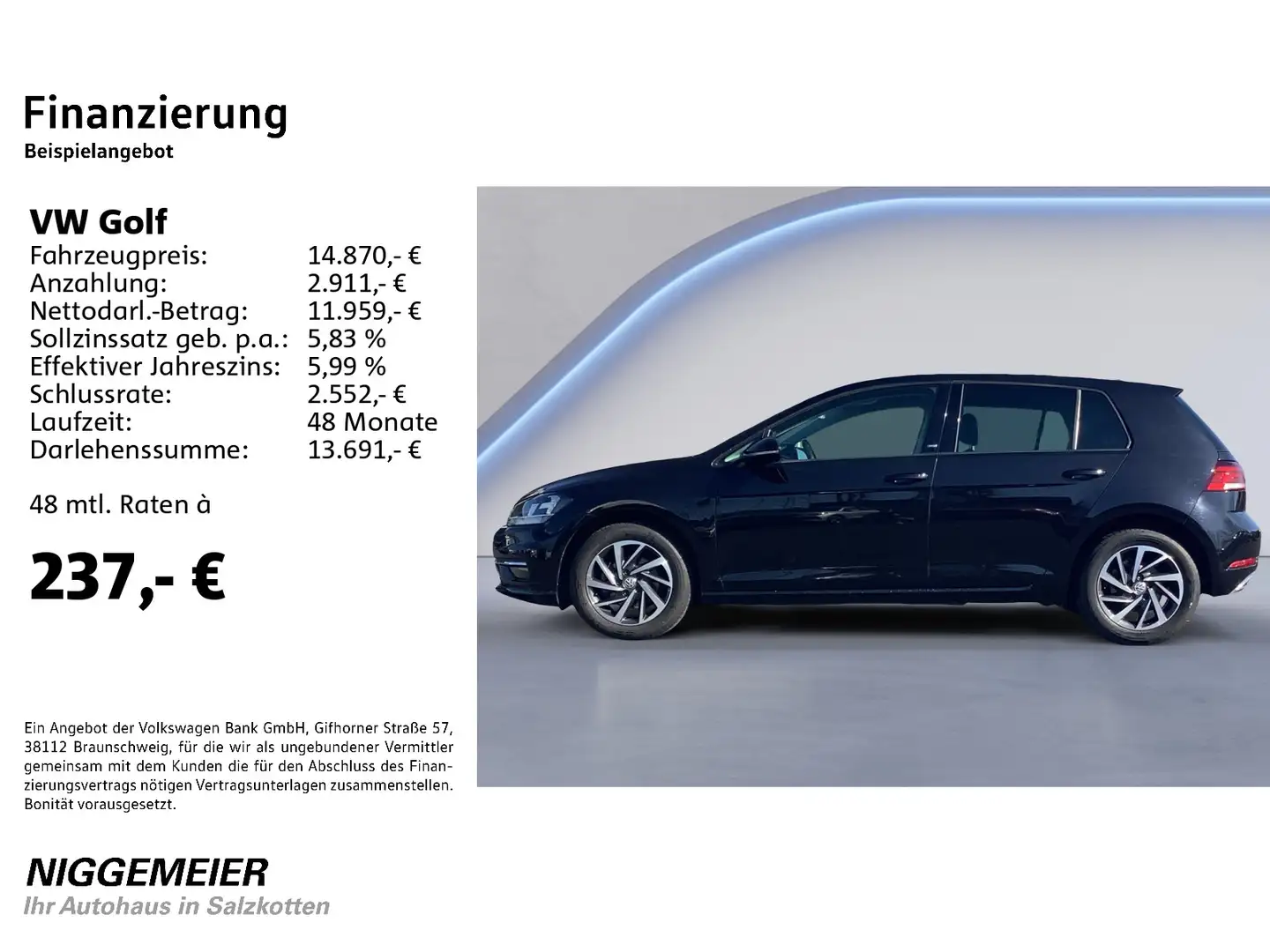Volkswagen Golf VII 1.0TSI Comfortline NAVI+ACC+APP-CONNECT Schwarz - 2