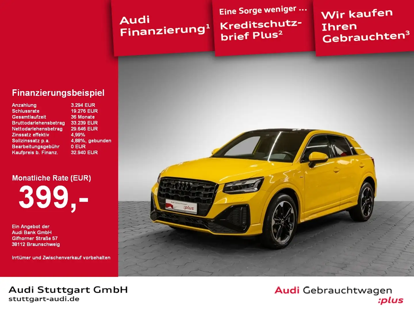 Audi Q2 35 TFSI S line AHK Matrix Pano virtCo Kamera Gelb - 1