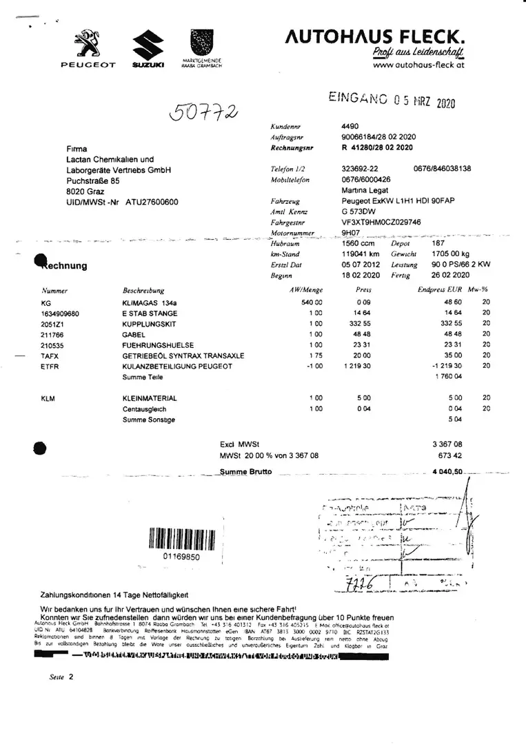 Peugeot Expert L1H1 Kasten Weiß - 2