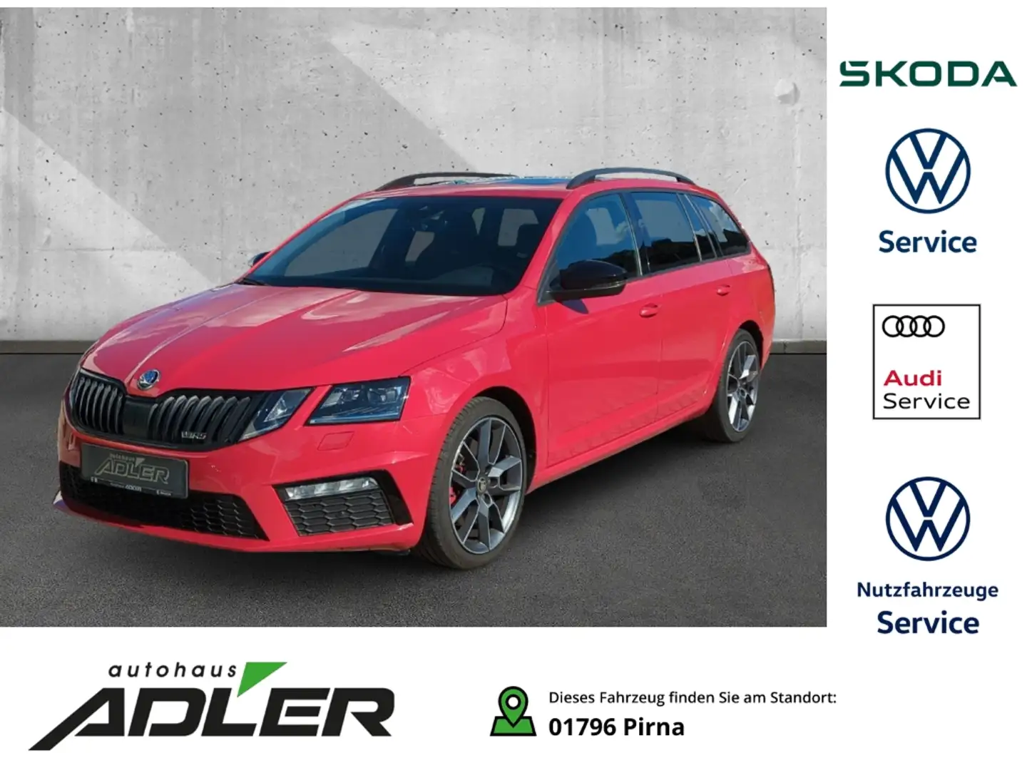 Skoda Octavia Combi RS 4x4 2.0 TDI El. Panodach Navi Digitales C Rood - 1