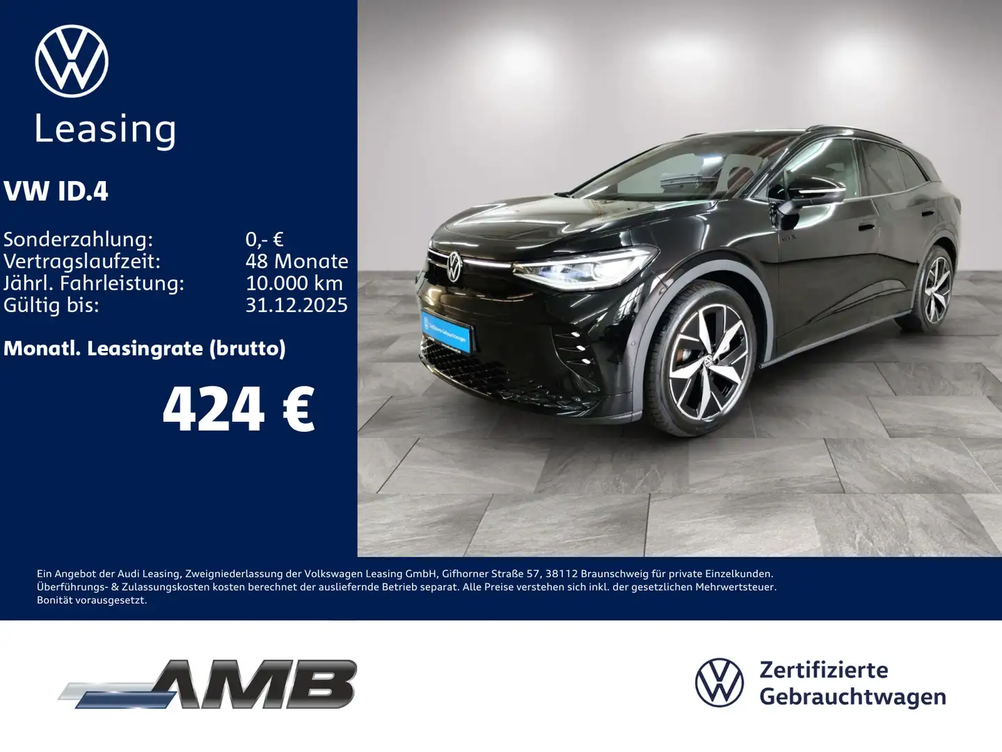 Volkswagen ID.4 GTX AHK/Matrix/HuD/Navi/RFK/Wärmepu/02.30Ga Schwarz - 1