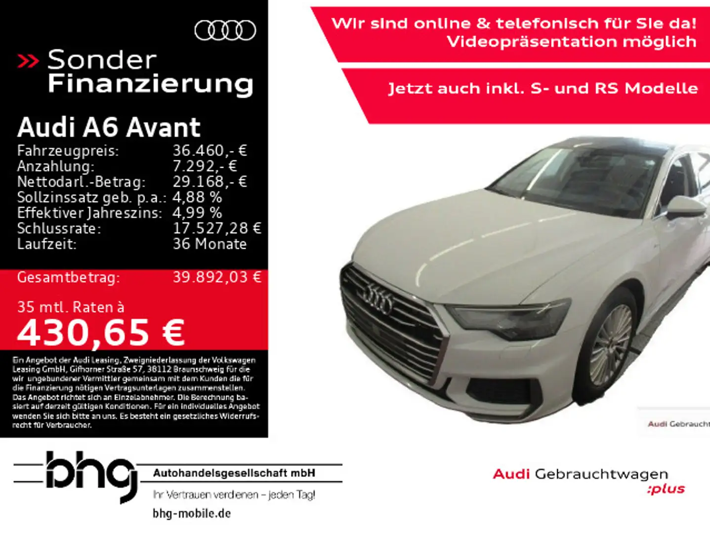 Audi A6 50 TFSI e quattro design S line e-tron Weiß - 1