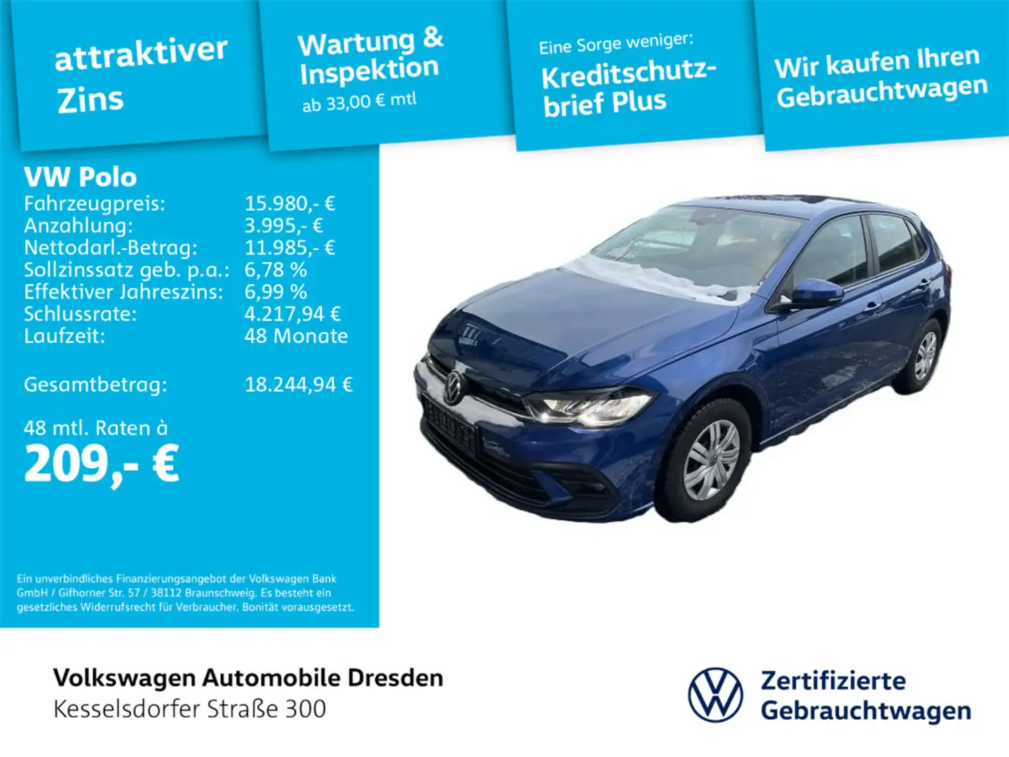 Volkswagen Polo FRESH 1.0 MPI Blau - 1