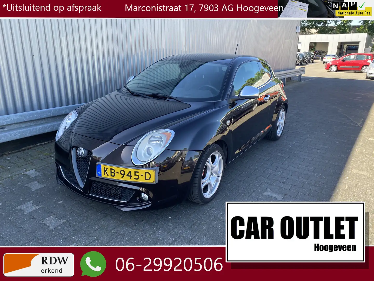 Alfa Romeo MiTo 1.4 T Progression Leer, Clima, CC, Bluetooth, LM, Zwart - 1
