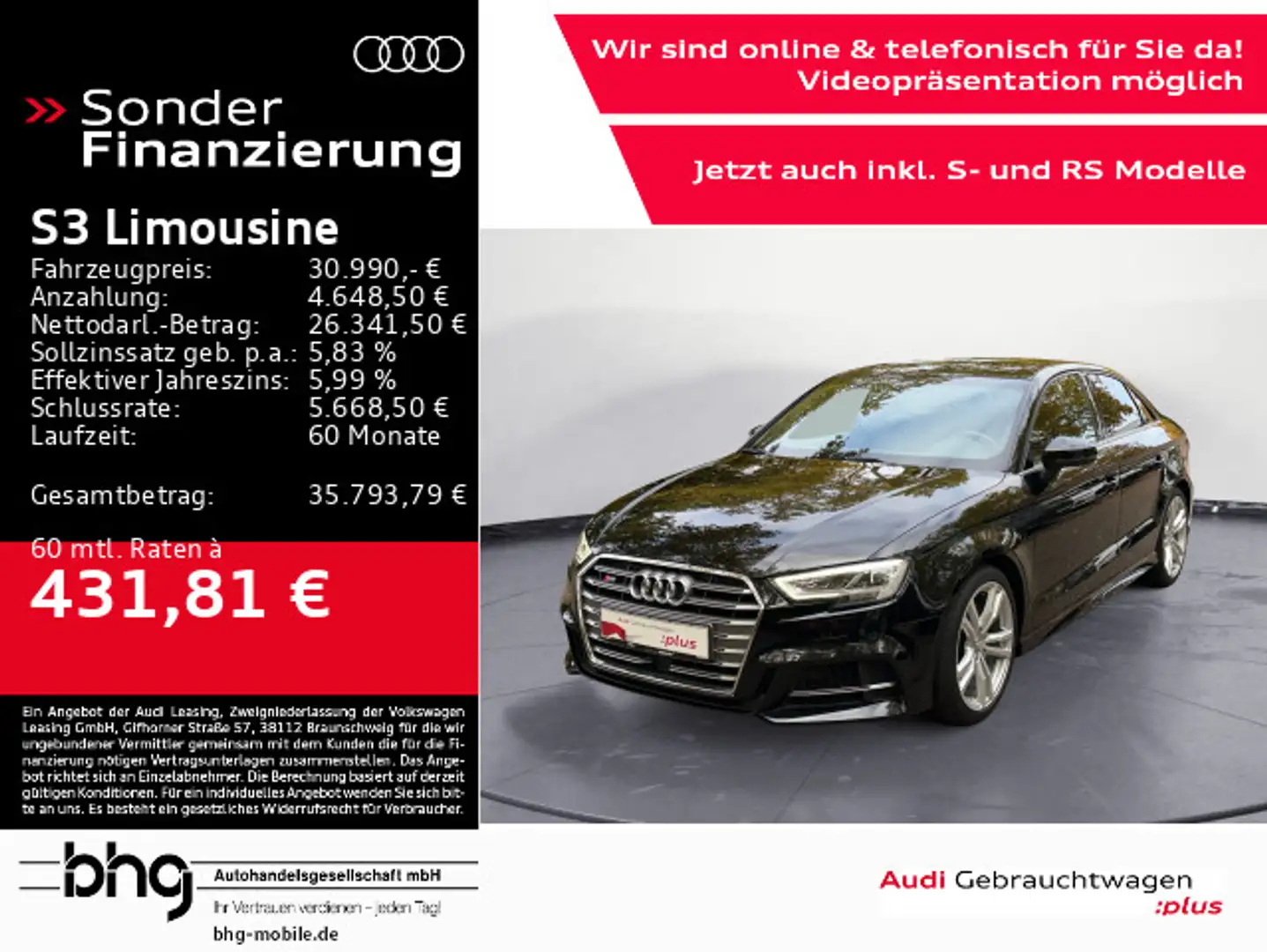 Audi S3 2.0 TFSI LED/Kamera/Navi/Interface/ Schwarz - 1