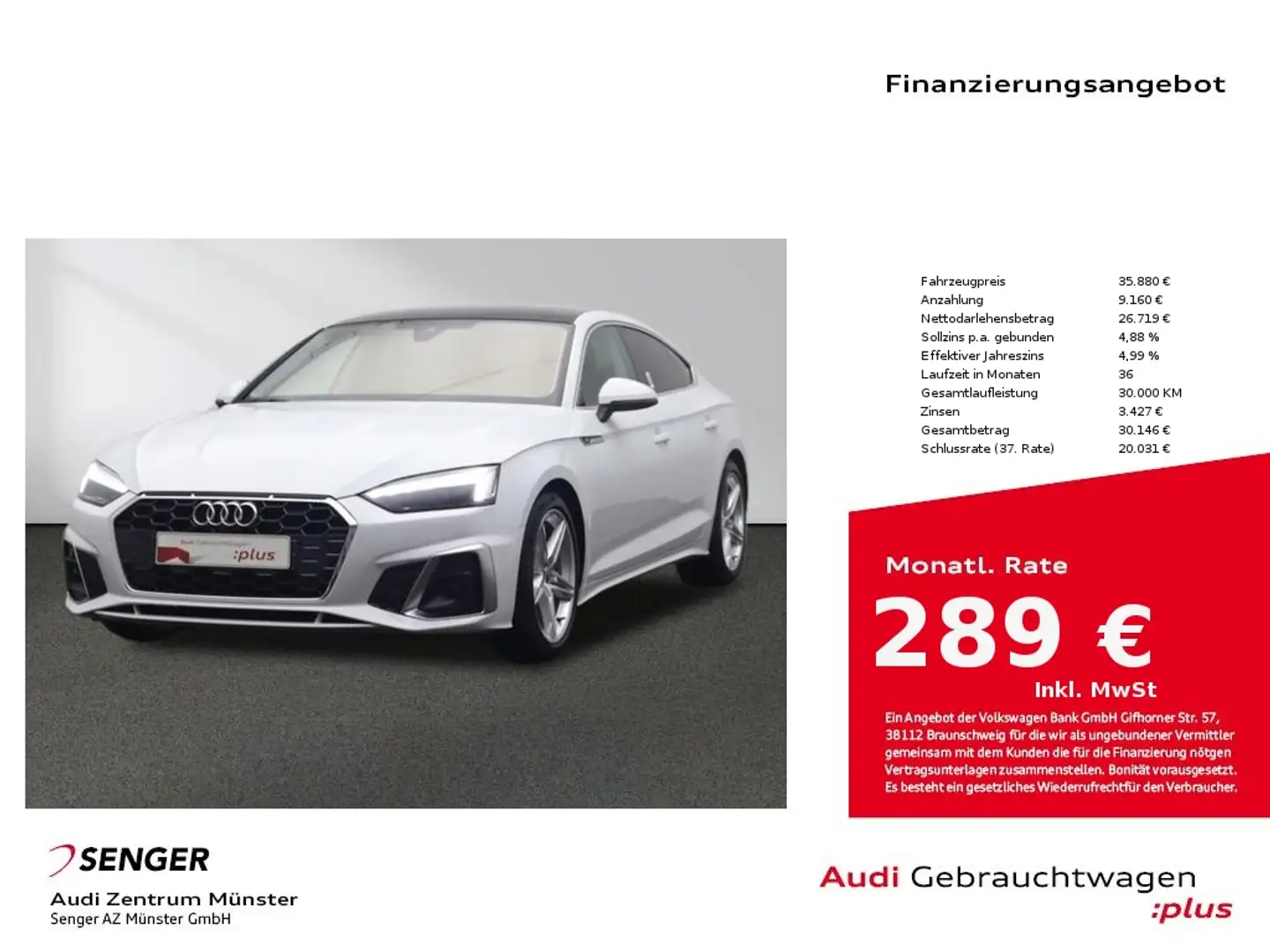 Audi A5 Sportback 40 TDI S line Matrix Kamera AHK Alb - 1