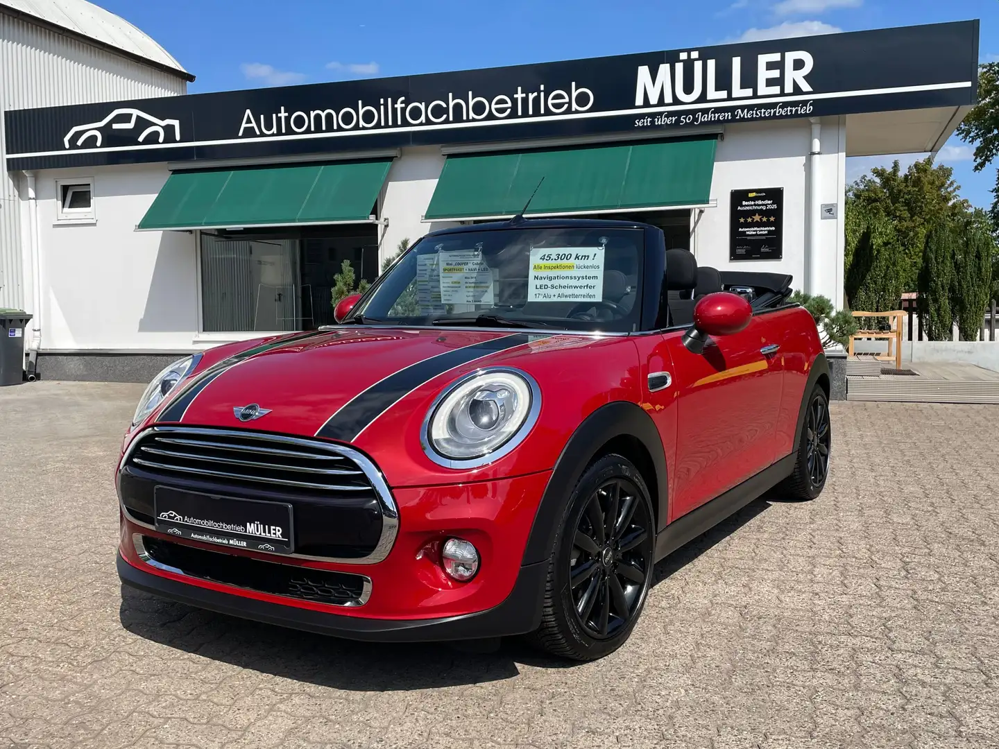 MINI Cooper Cabrio "SPORTPAKET"+Teil-LEDER+17"Alu+NAVI+LED +Alle INSP Rot - 1