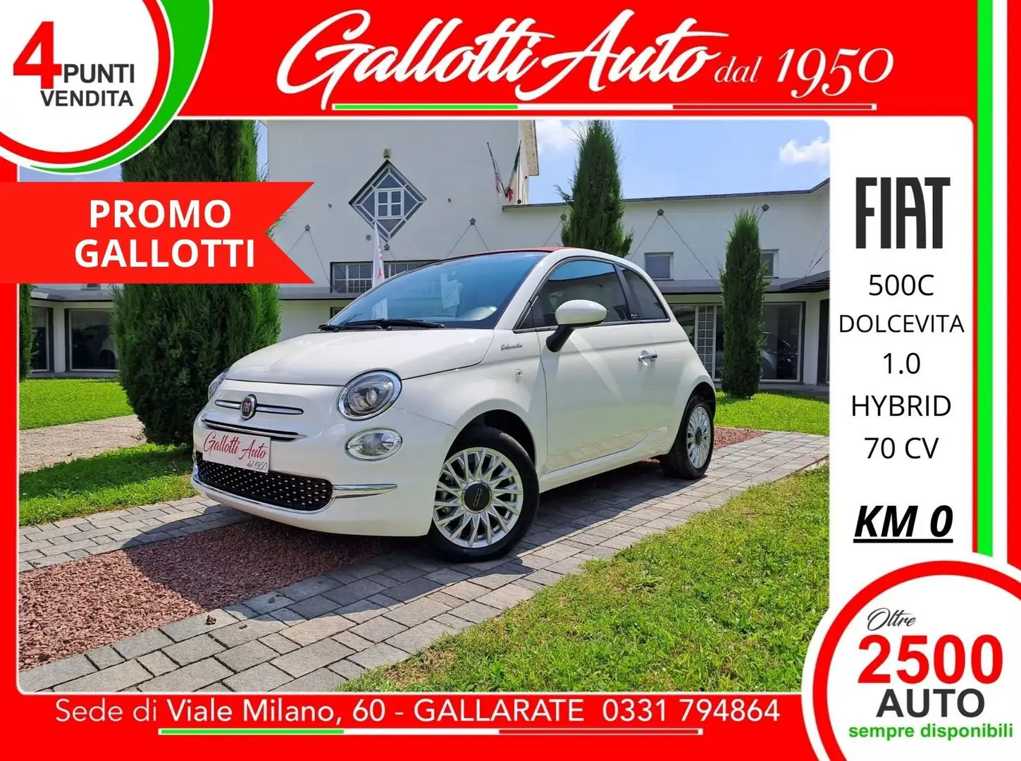Fiat 500C 1.0 Hybrid Dolcevita-PROMO GALLOTTI Bianco - 1