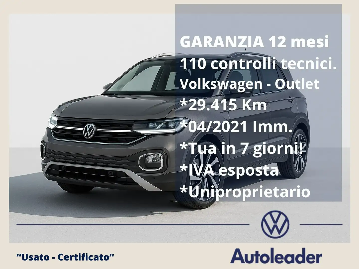 Volkswagen T-Cross T-Cross 1.0 TSI Style SOLI 29mila km 110 CV Grigio - 1