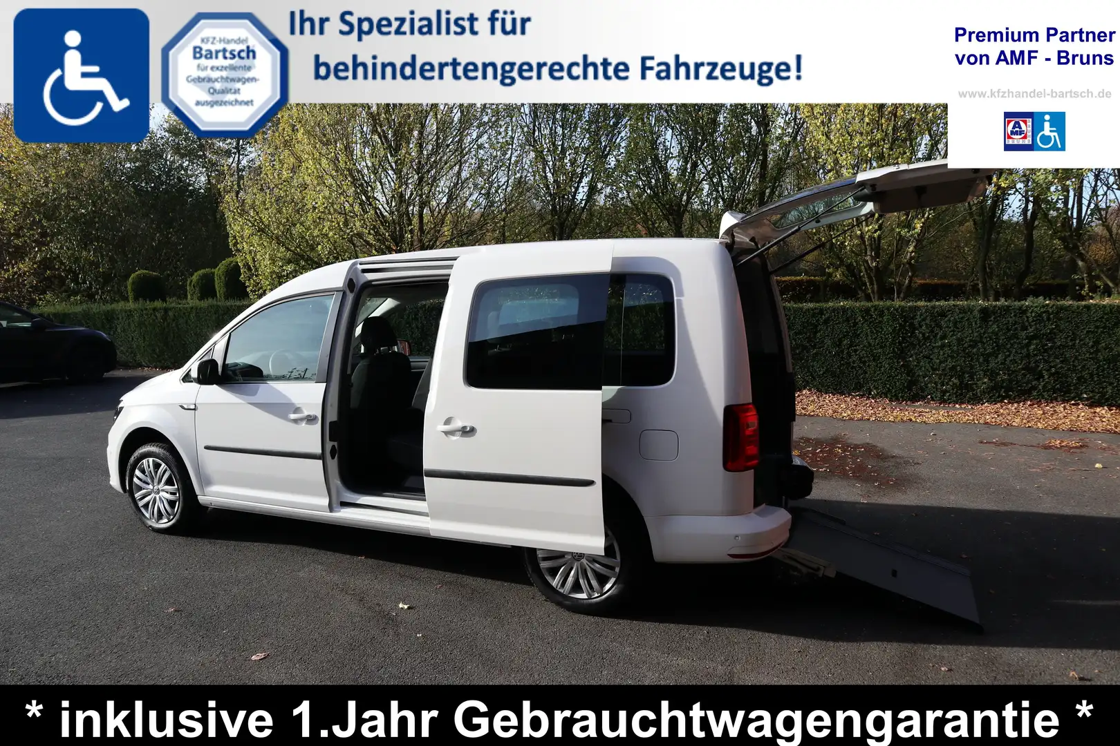 Volkswagen Caddy Maxi 2,0 TDI*rollstuhlgerecht*Flexrampe*AMF-Bruns* Weiß - 2