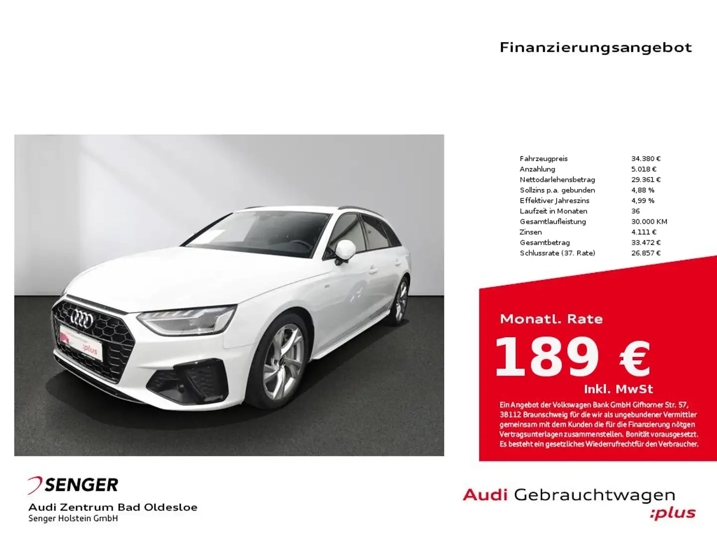 Audi A4 Avant 45 TFSI quattro S line S tronic LED AHK Blanc - 1