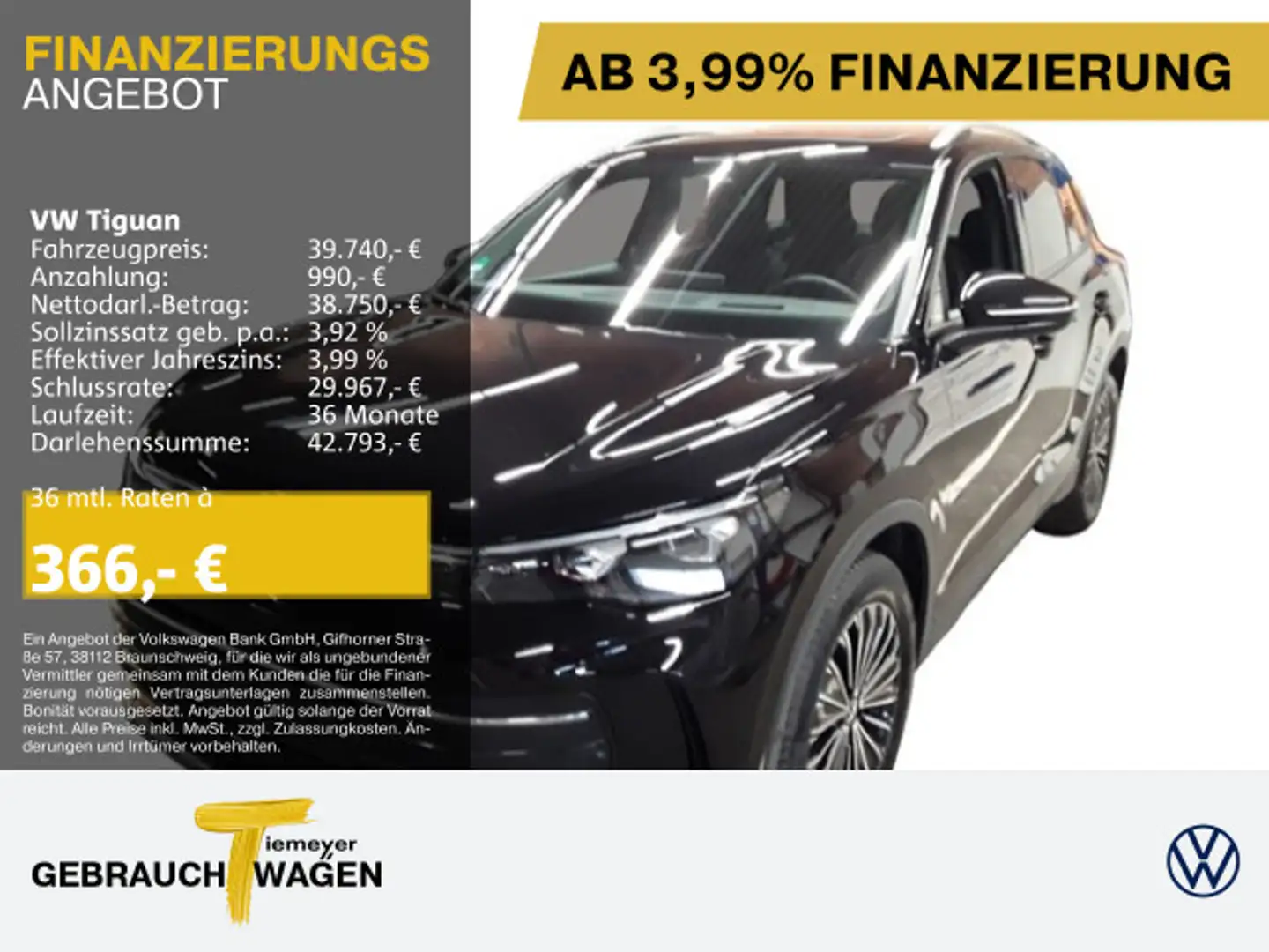 Volkswagen Tiguan 2.0 TDI DSG GOAL+ PANO AHK MATRIX DCC Schwarz - 1