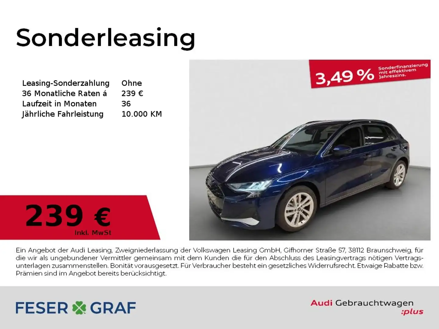 Audi A3 Advanced 30 TFSI S tronic RFK Virtual Navi LED Blau - 1