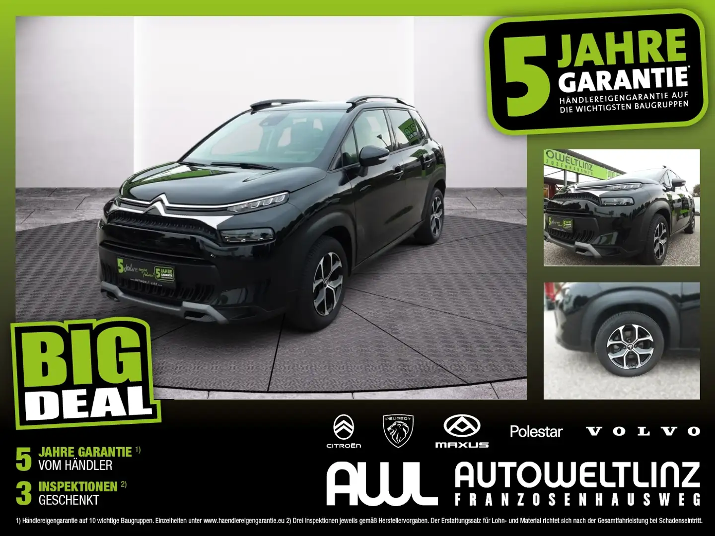Citroen C3 Aircross PT 110 PLUS 8fach + LED + Nav Schwarz - 1