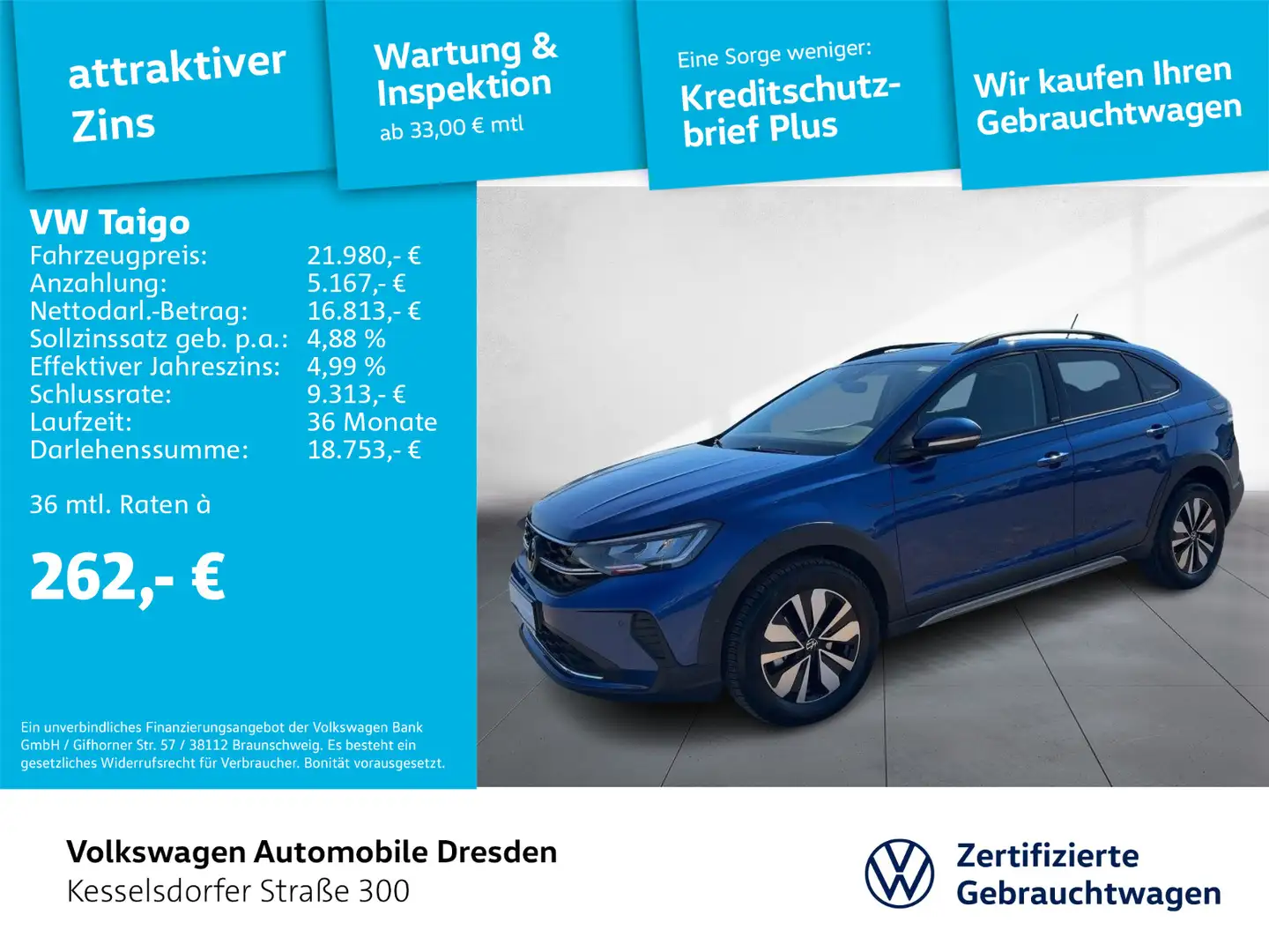 Volkswagen Taigo 1.0 TSI DSG Life Navi LED AHZV ACC Bleu - 1