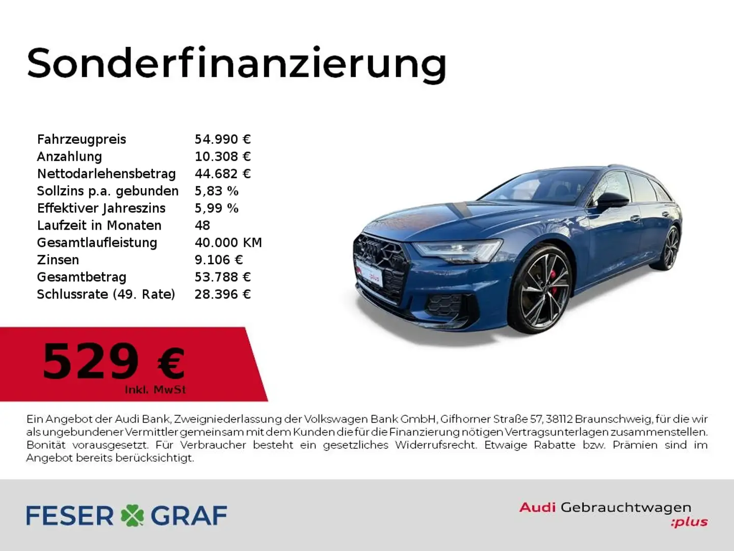 Audi A6 Avant 55 TFSIe S line qu. B&O/Pano/HD-Matrix/ Blau - 1