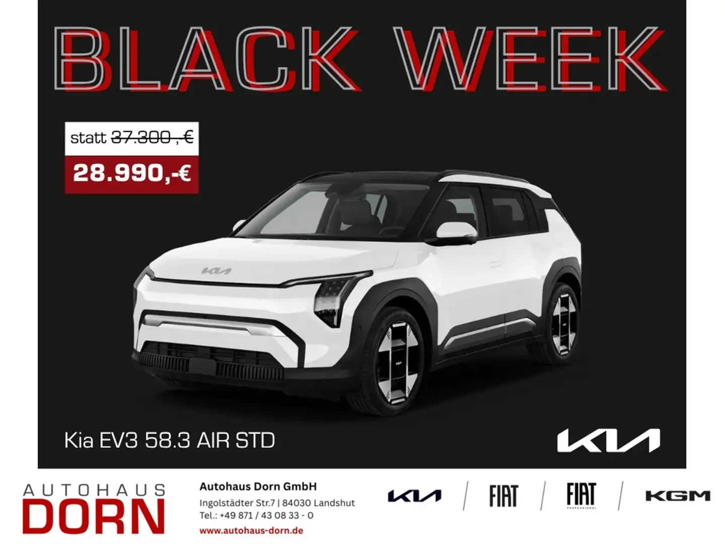Kia EV3 58.3 kWh Air Navi Klima Rückfahrkamera uvm. Weiß - 1