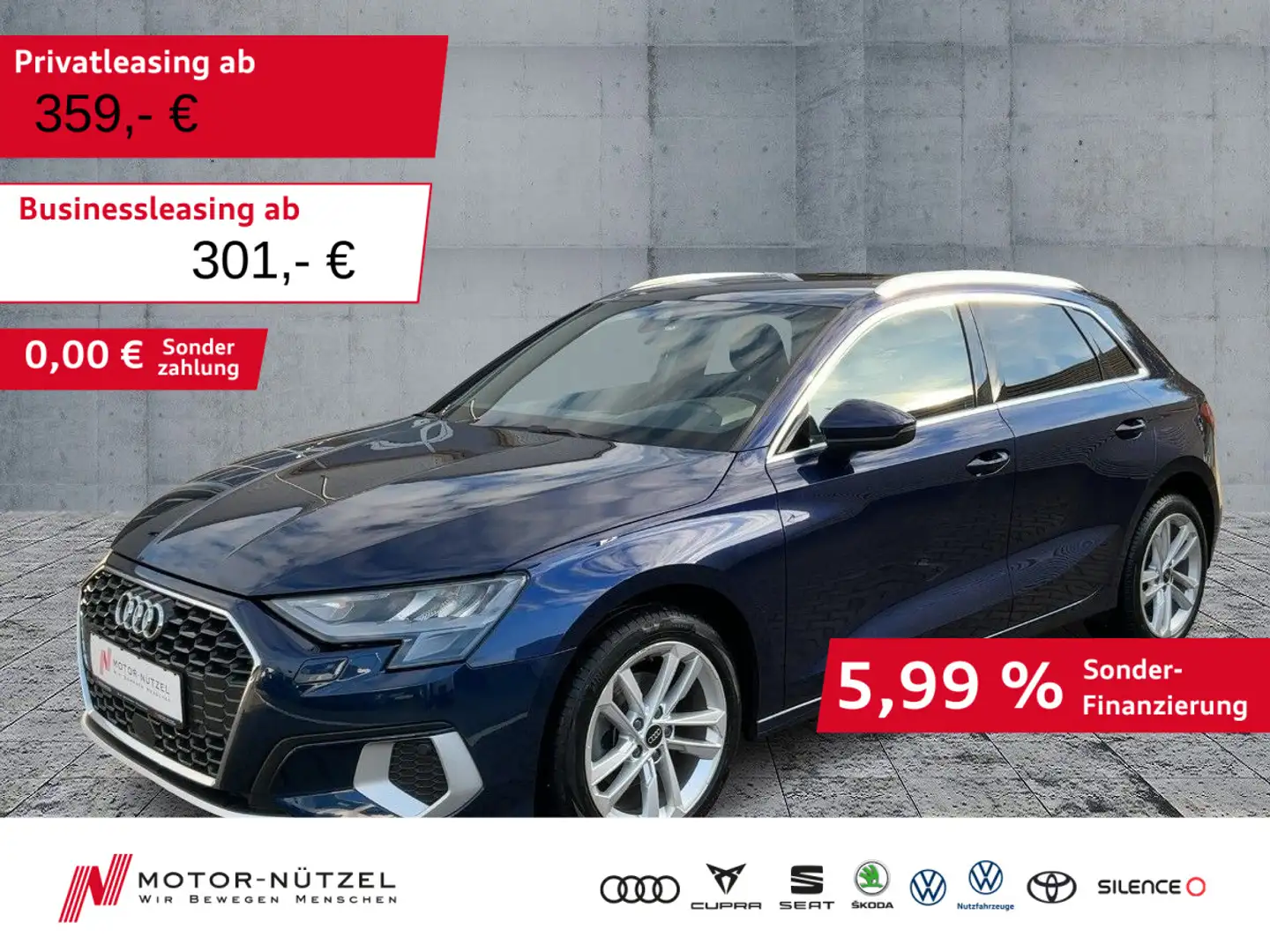 Audi A3 30 TDI S-TR ADVANCED 5JG+LED+DAB+VC Blau - 1
