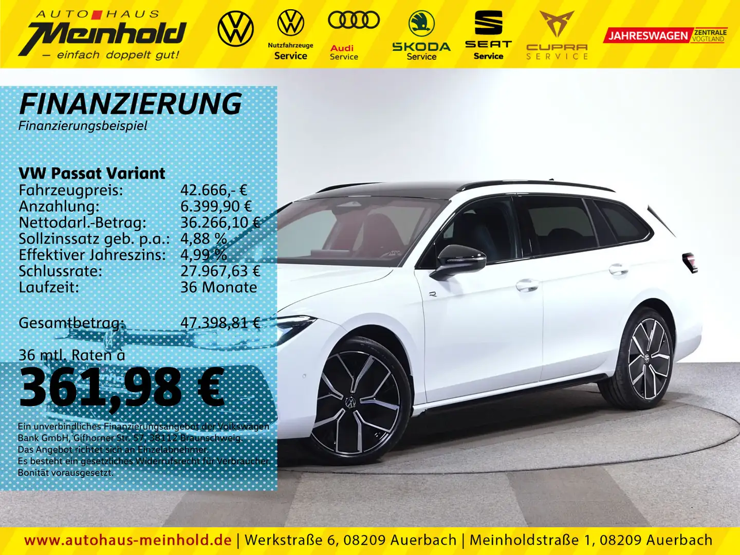 Volkswagen Passat Variant 2.0 TDI DSG R-Line Signature,19" Weiß - 1