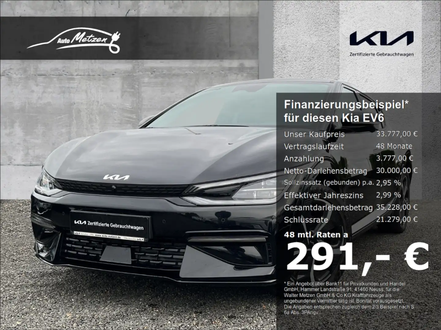 Kia EV6 77,4 AWD GT-Line SOH 96,8% AVILOO ZERTIFIKAT /WP/A Schwarz - 1