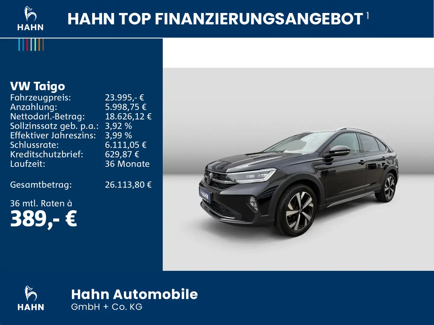 Volkswagen Taigo 1.5 TSI DSG Style Navi Matrix CAM Einparkh Schwarz - 2