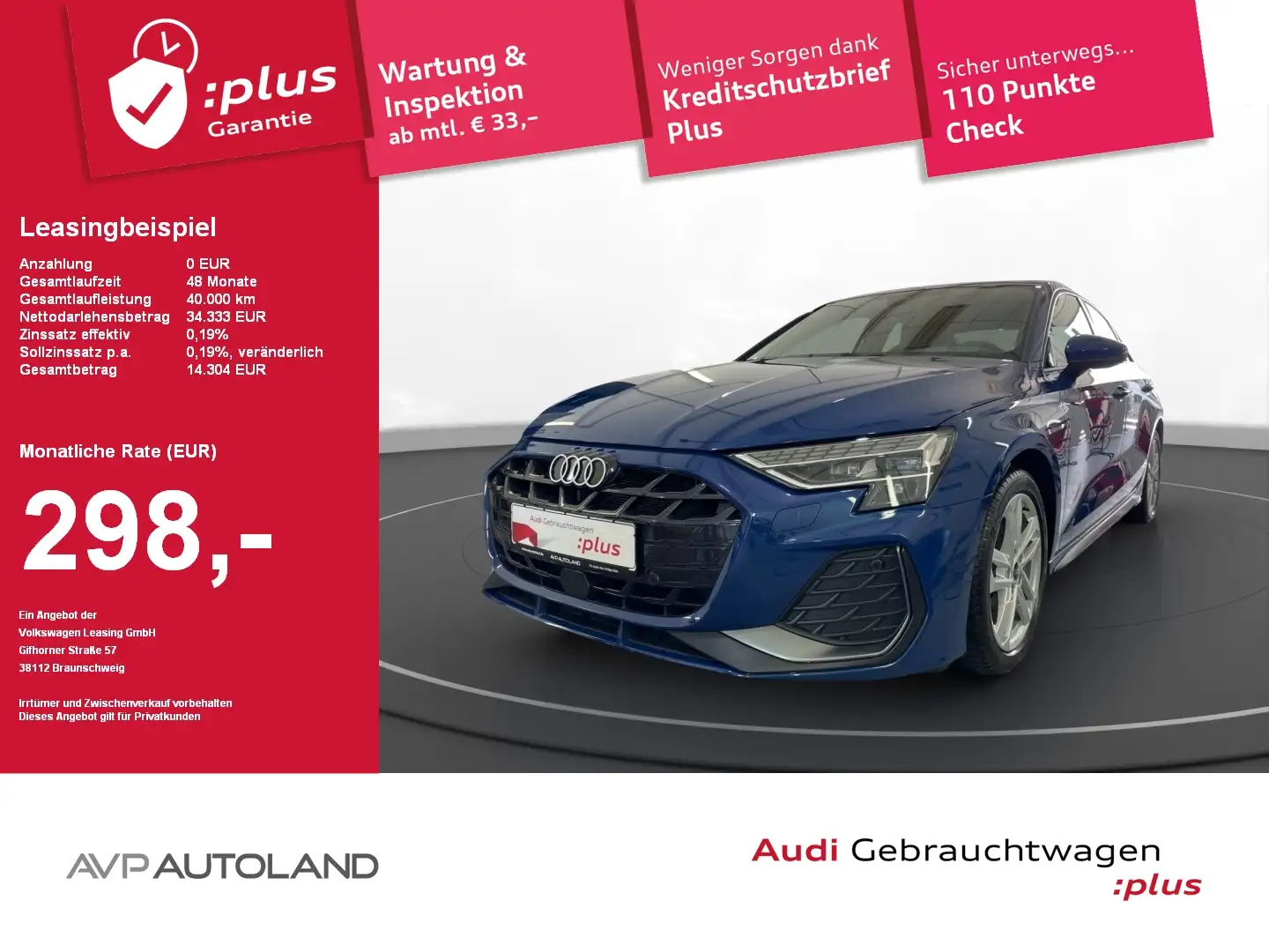 Audi A3 Limousine 30 TFSI S tronic S line MMI NAVI+ Bleu - 1