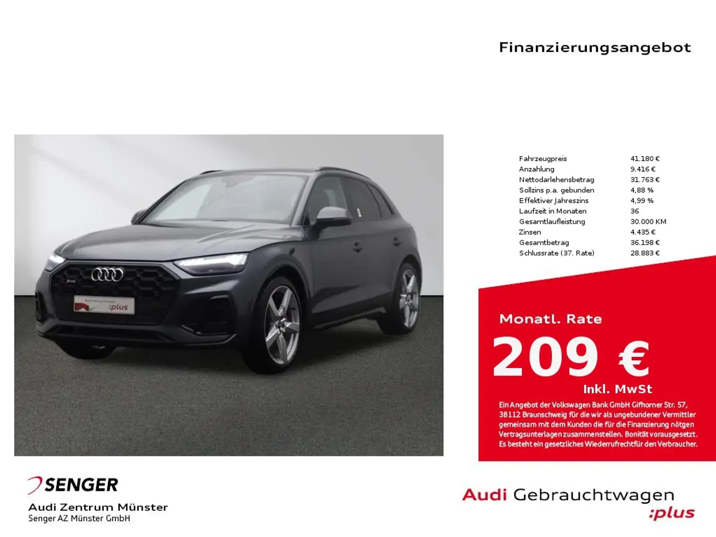 Audi SQ5 3.0 TDI quattro MMI Matrix Standhzg. AHK Grijs - 1
