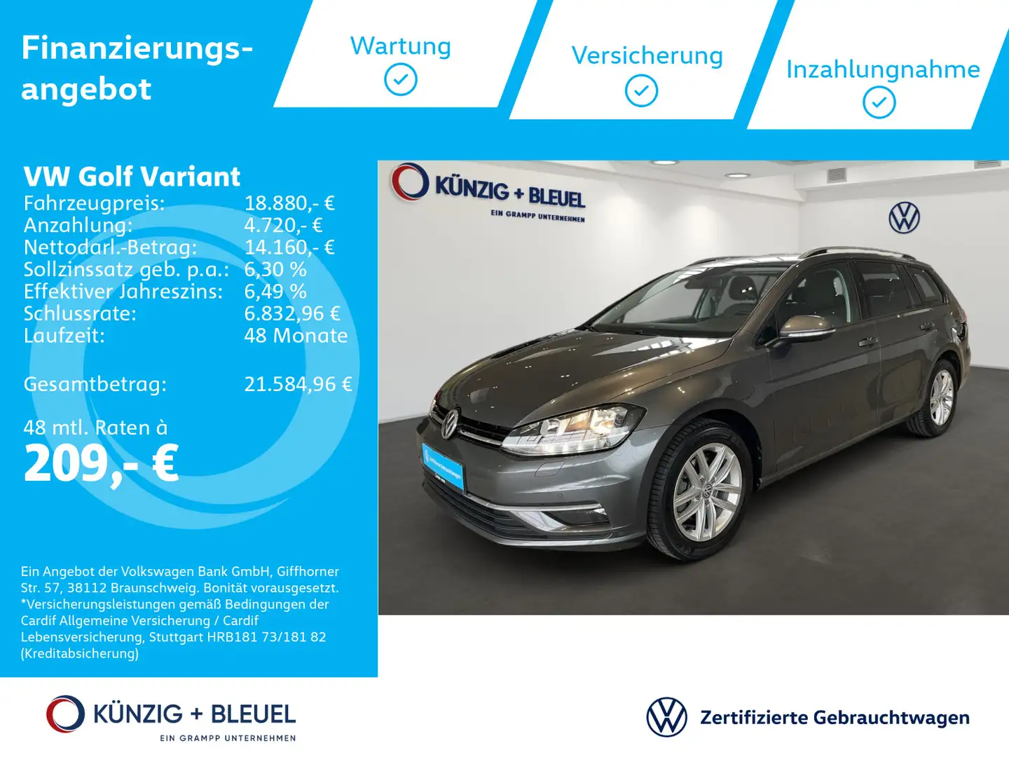 Volkswagen Golf Variant 1.6TDI +NAVI+SHZ+ACC+KLIMA+ Grau - 1