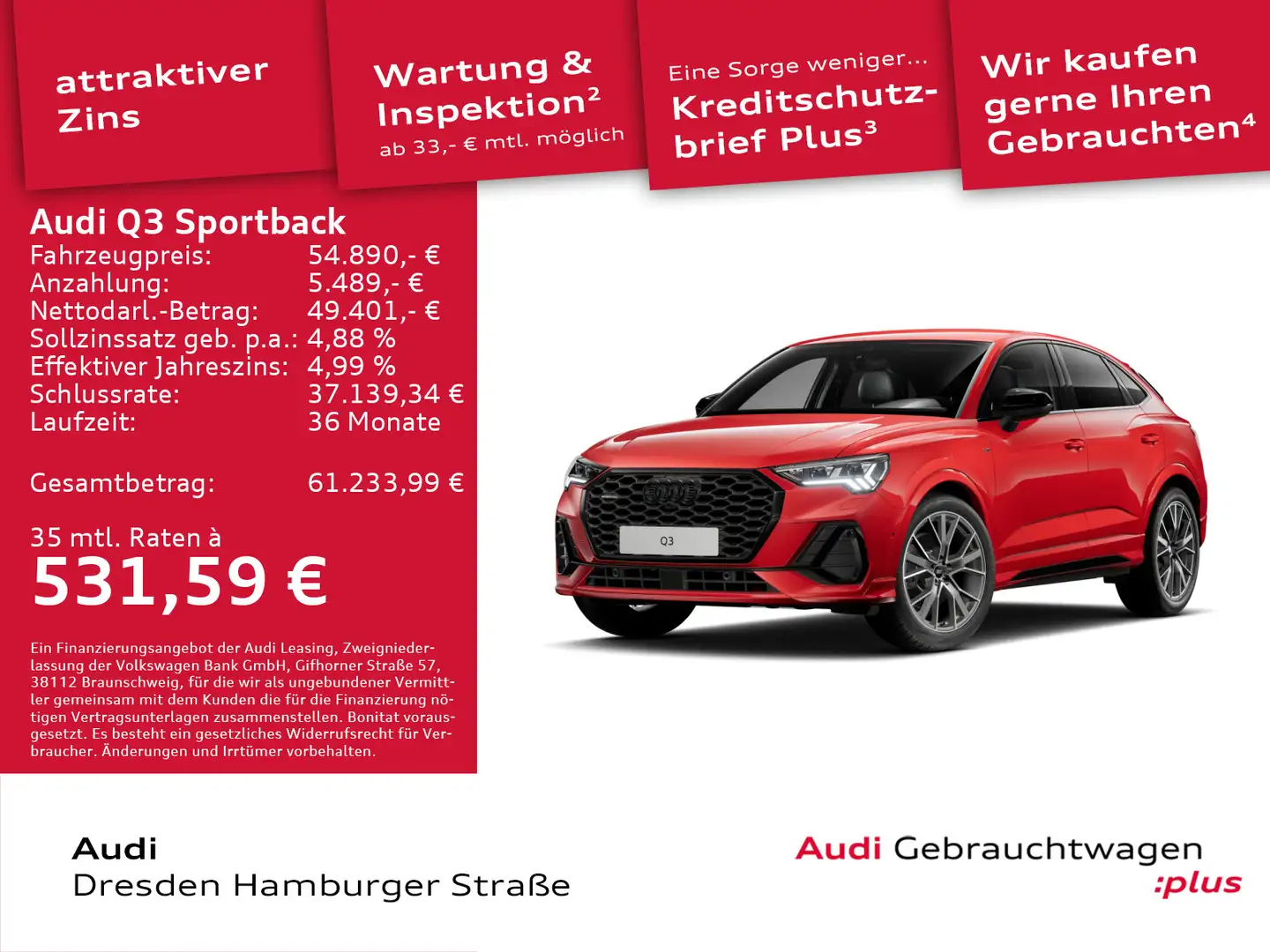 Audi Q3 S line 40 TDI quattro S tronic AHZV Rot - 1