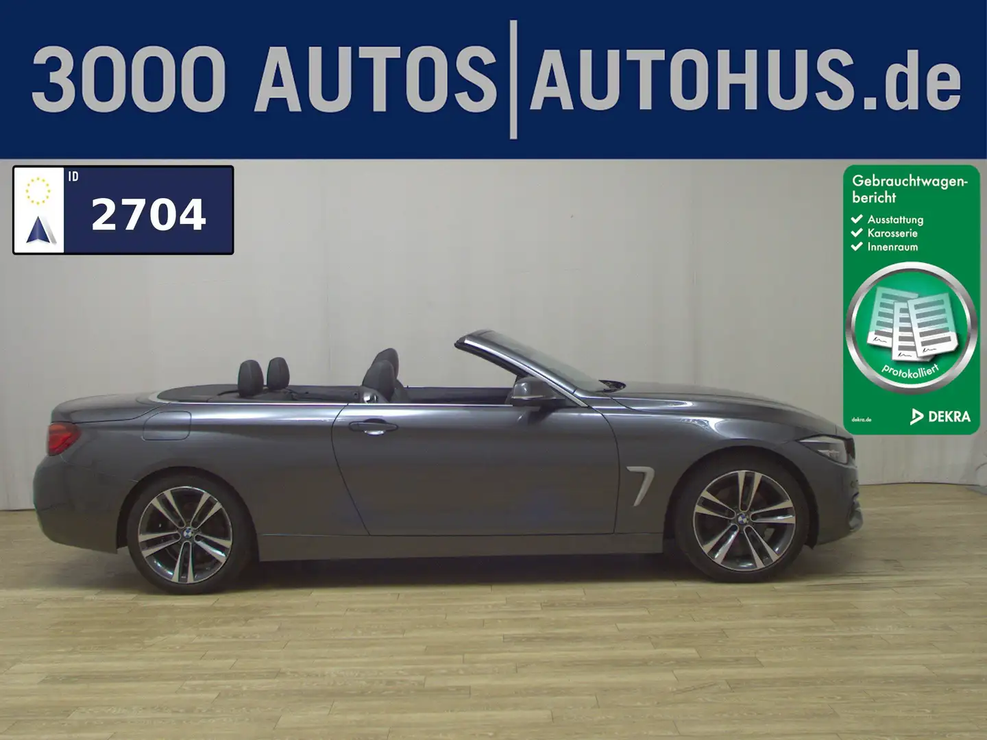 BMW 420 dA Cabrio Sport-Line Leder Navi LED H/K RFK Grau - 1