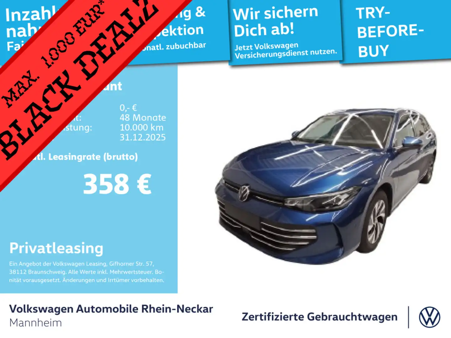 Volkswagen Passat Variant 1.5 eTSI DSG Business Navi AHK Ka Blau - 1