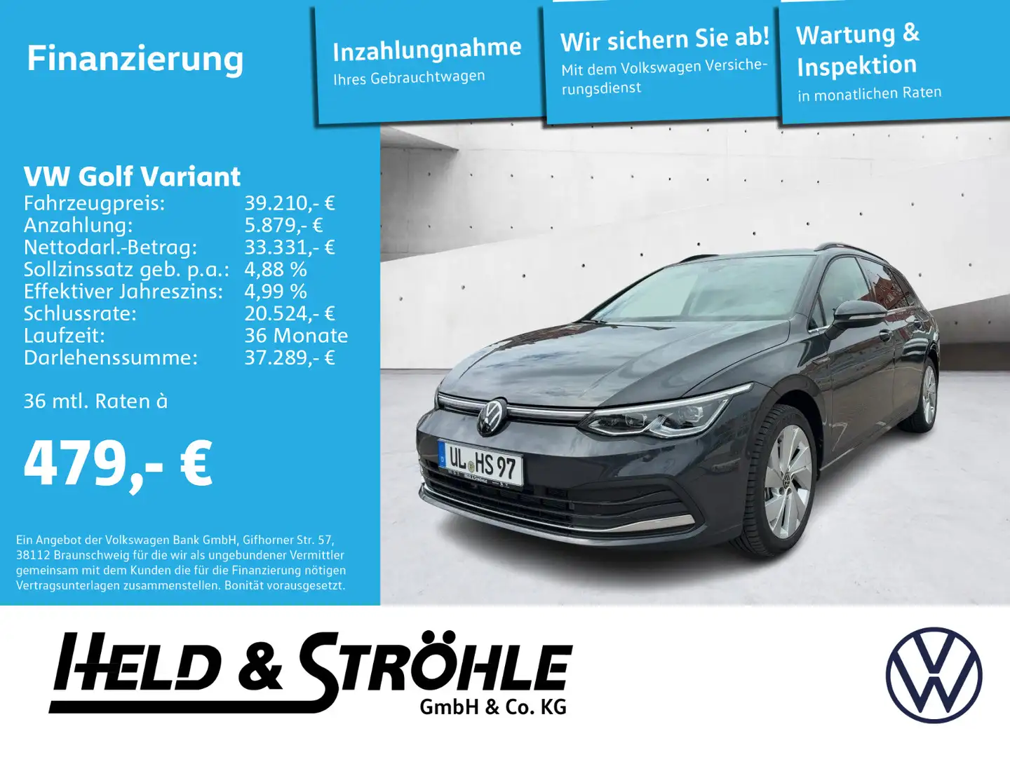 Volkswagen Golf Variant Style 2.0 TDI DSG AHK NAV LED+ 17" Grau - 1