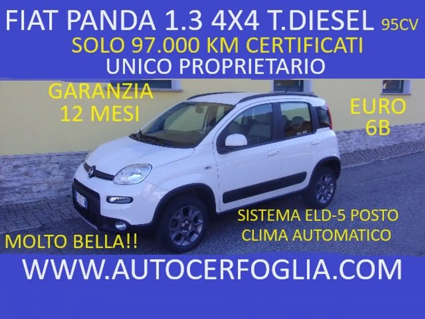 Fiat Panda 1.3 mjt 16v 4x4 s-SOLO 97.000 KM !!EURO 6B Wit - 1