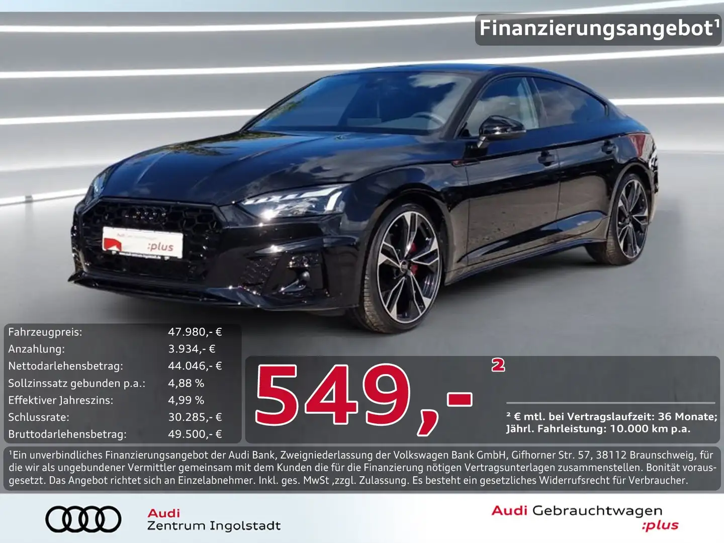 Audi A5 Sportback 40 TDI S line comp. Ed.+ MATRIX AHK S li Schwarz - 1