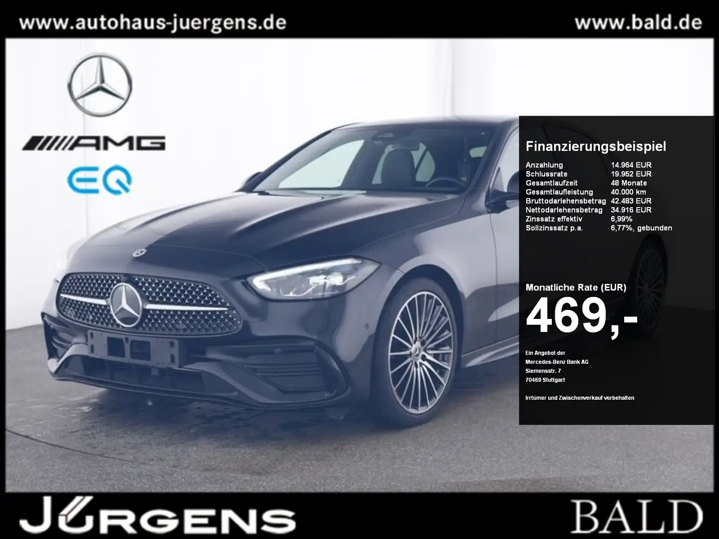 Mercedes-Benz C 200 AMG/LED/Pano/Burm3D/Memory/Totw/Night/19" Schwarz - 1