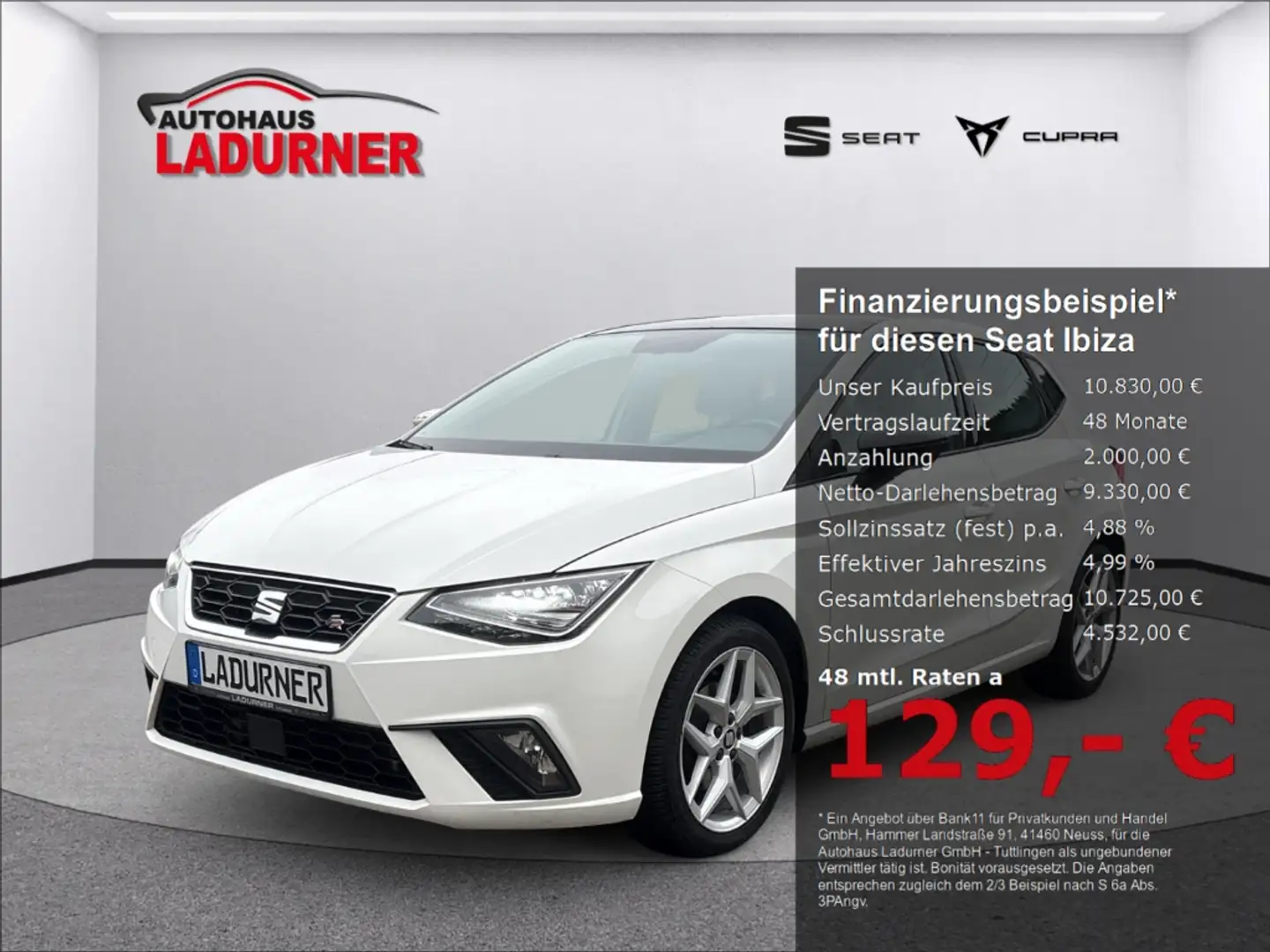SEAT Ibiza FR 1.6l TDI *Pano+Navi+FullLink+Tempomat* Weiß - 1