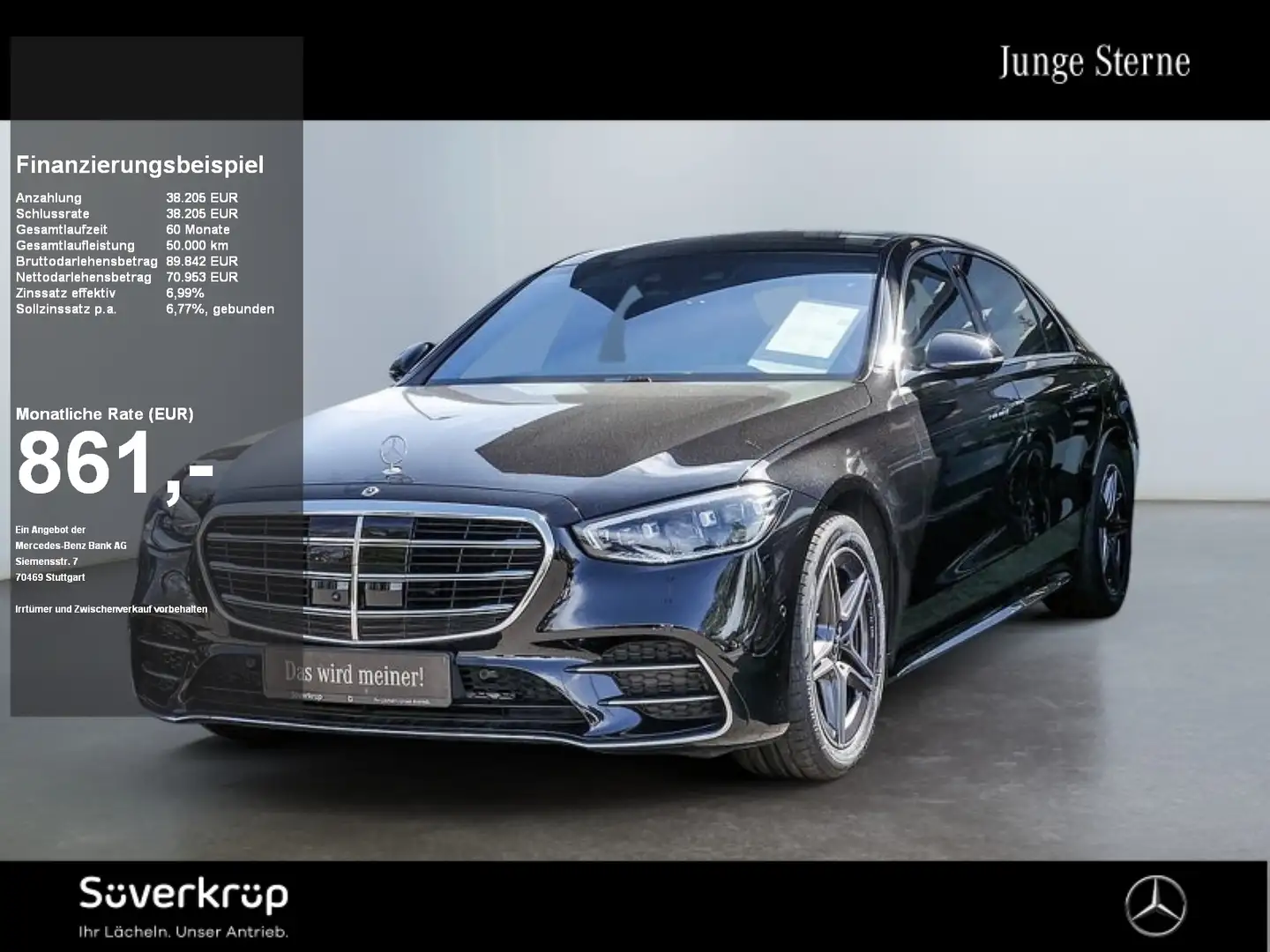 Mercedes-Benz S 580 4M lang , BURM AMG SPUR DISTR PANO 360 Schwarz - 1