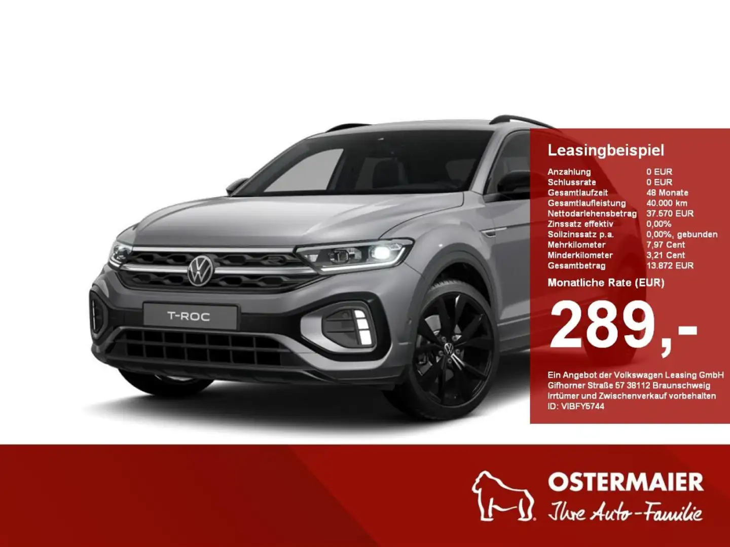 Volkswagen T-Roc R-Line Black Style 1.5 TSI DSG 4-J.Garantie,AHK,KA Grau - 1