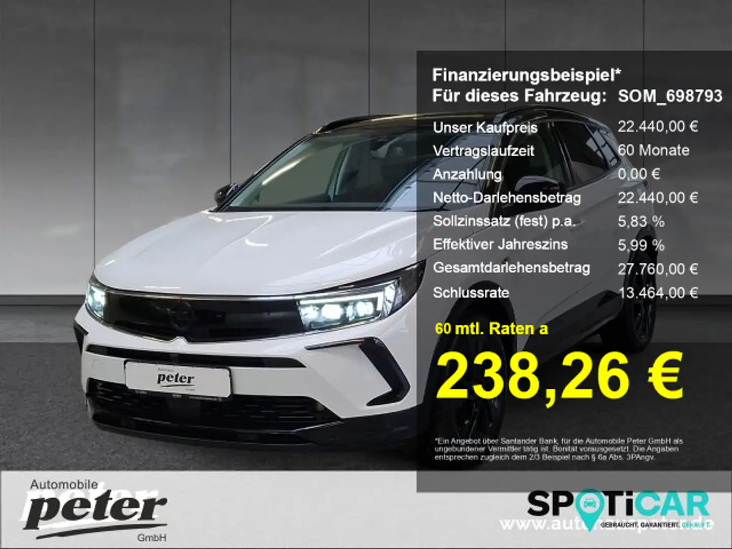 Opel Grandland Grandland 1.2 Turbo GS Line Klimaautomatik Alcanta Weiß - 1