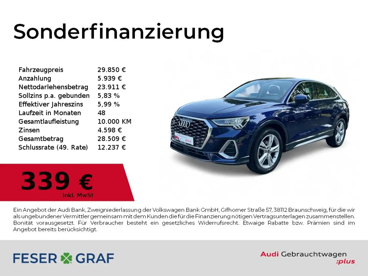 Audi Q3 Sportback 35TDI quattro S line LED/SHZ/Kamera/CarP Blauw - 1
