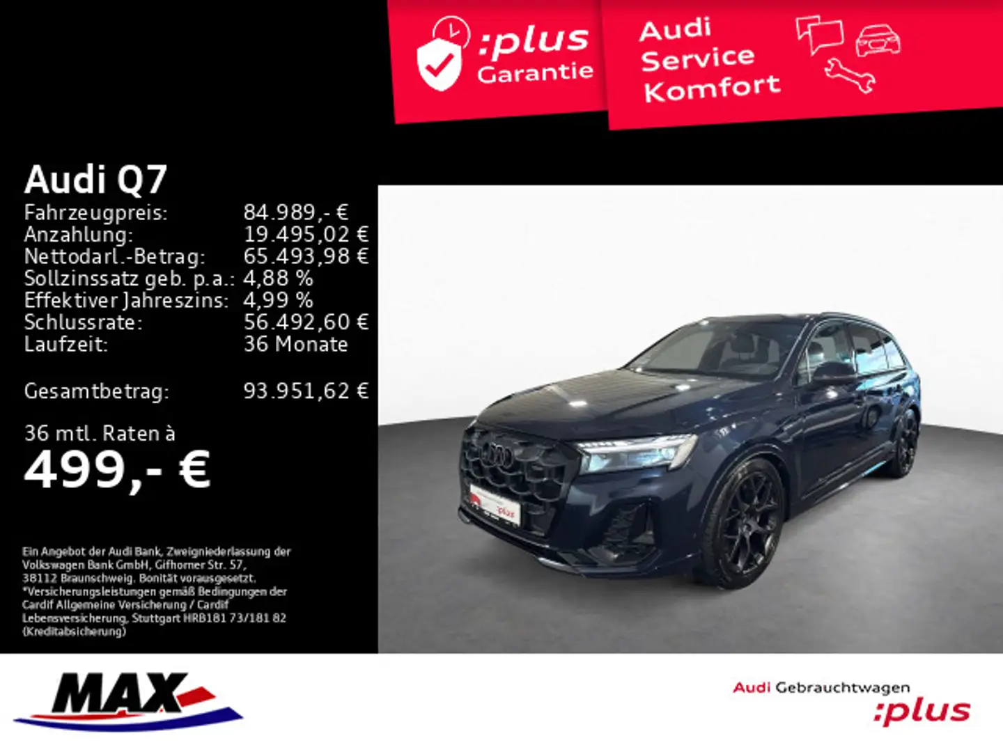 Audi Q7 50 TDI QUATT S LINE 7-SITZER MATRIX+PANO+AHK+ Blau - 1