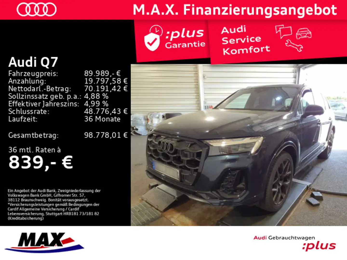 Audi Q7 50 TDI QUATT S LINE 7-SITZER MATRIX+PANO+AHK+ Blau - 1
